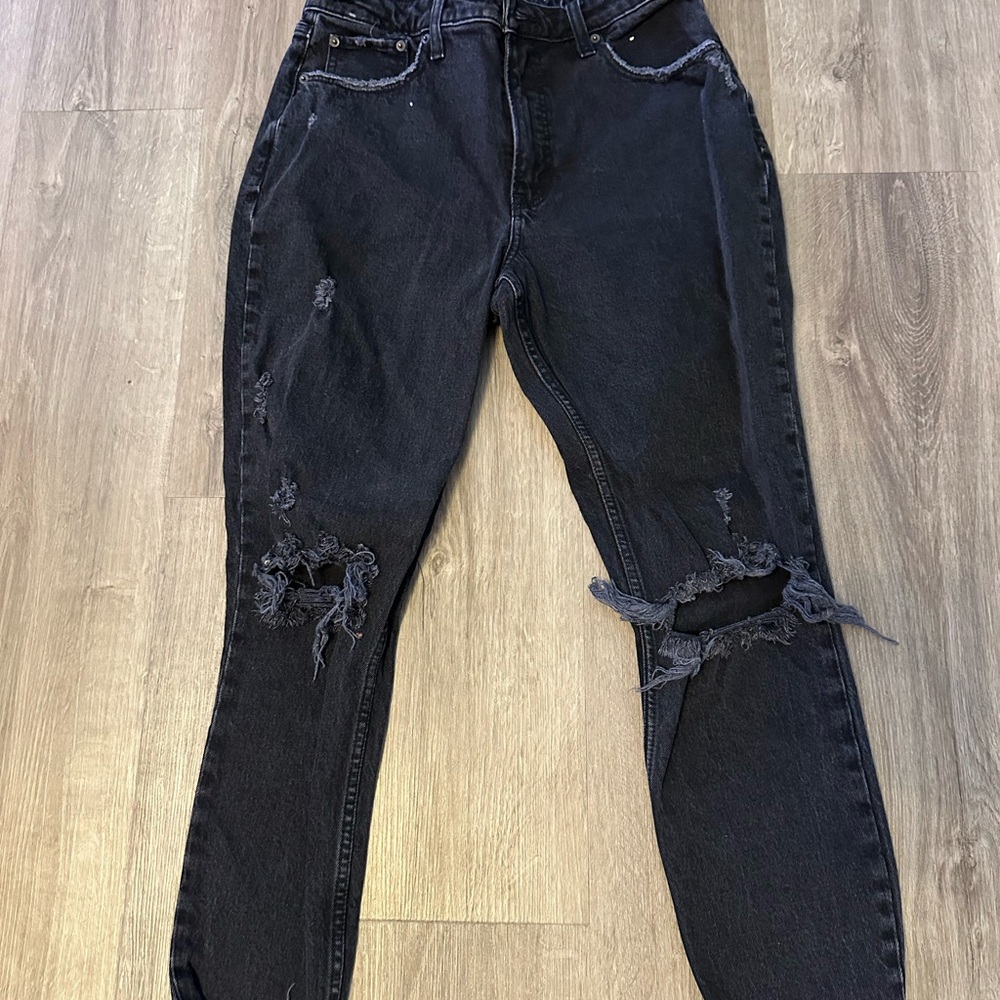 Abercrombie & Fitch Black Skinny Jeans with Knee Distressing